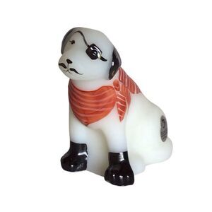 Fenton 2006 Opal Satin Halloween Bull’s Eye Lab Puppy Dog Pirate Figure